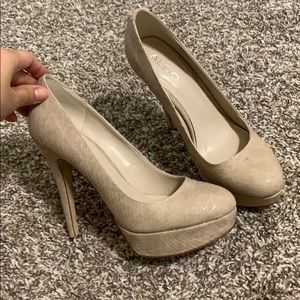 Aldo Cream faux snake skin platform heels